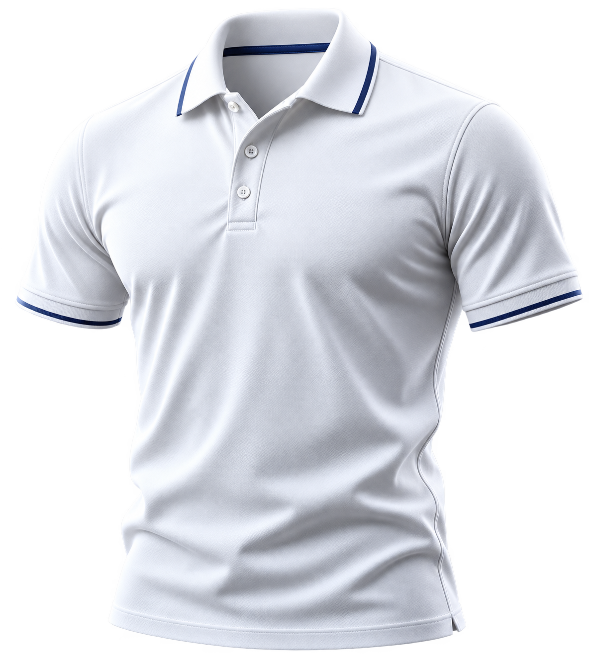 เสื้อโปโลสีขาวแต่งแถบกรมท่า